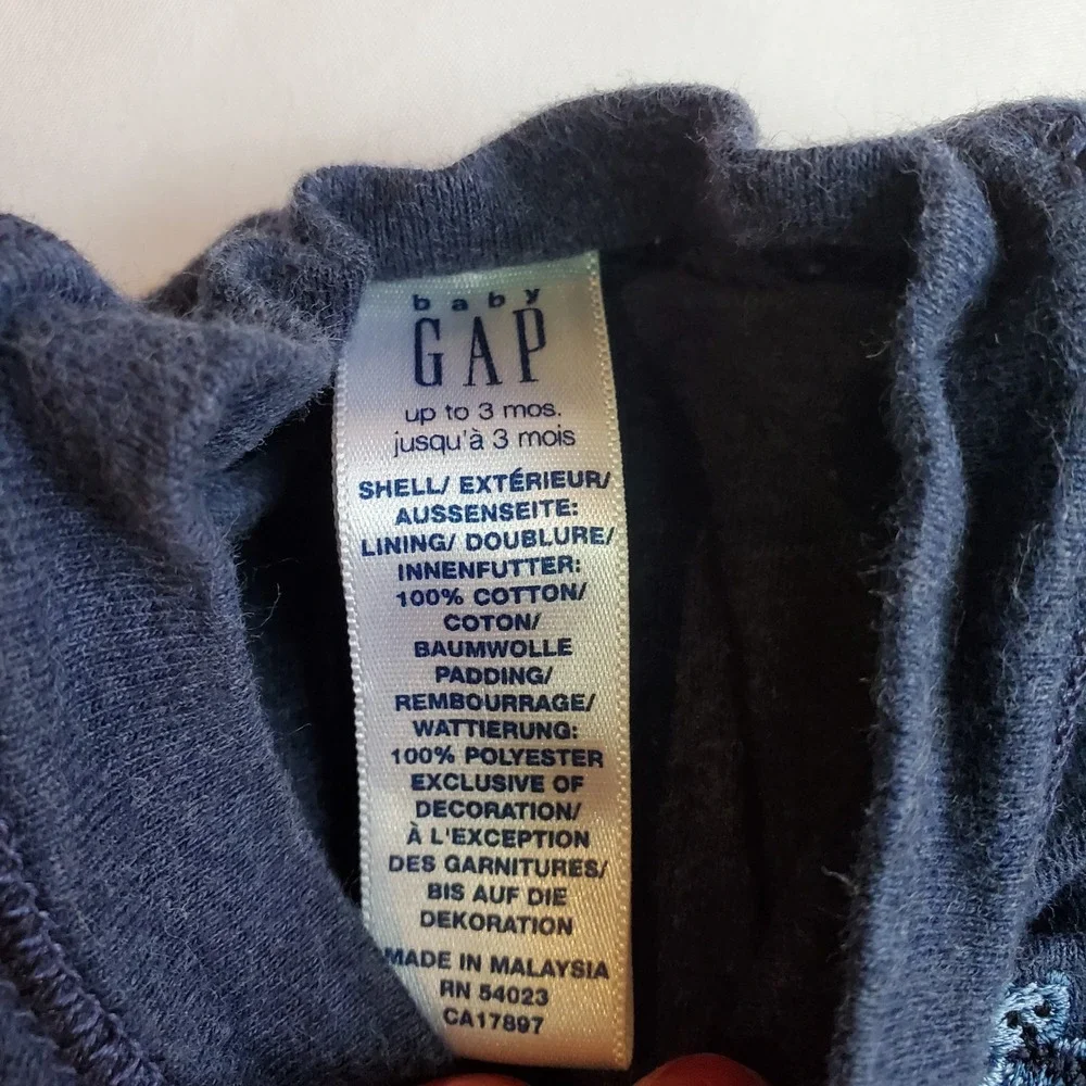 Baby Gap Blue Long Sleeve Footed Pajama Sleepsuit Bodysuit Romper thick 3 months